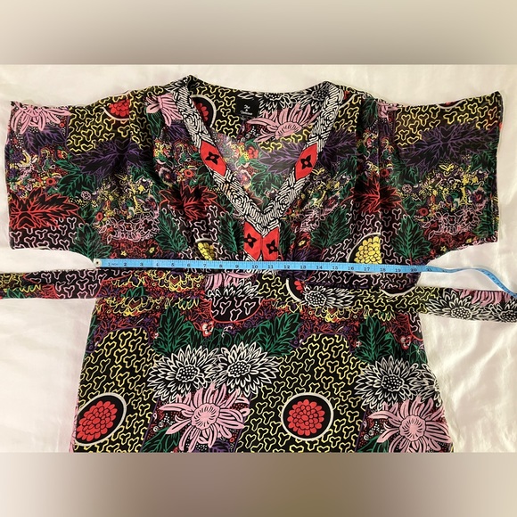 Sheer Colorful Print Dress V Neck and Back Tie - Picture 10 of 10